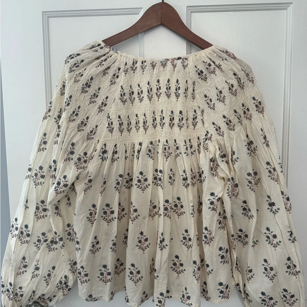 Ivory Floral Peasant Blouse - Women Tops - Picture 8 of 8